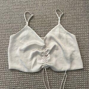 aritzia white silk cropped tank top